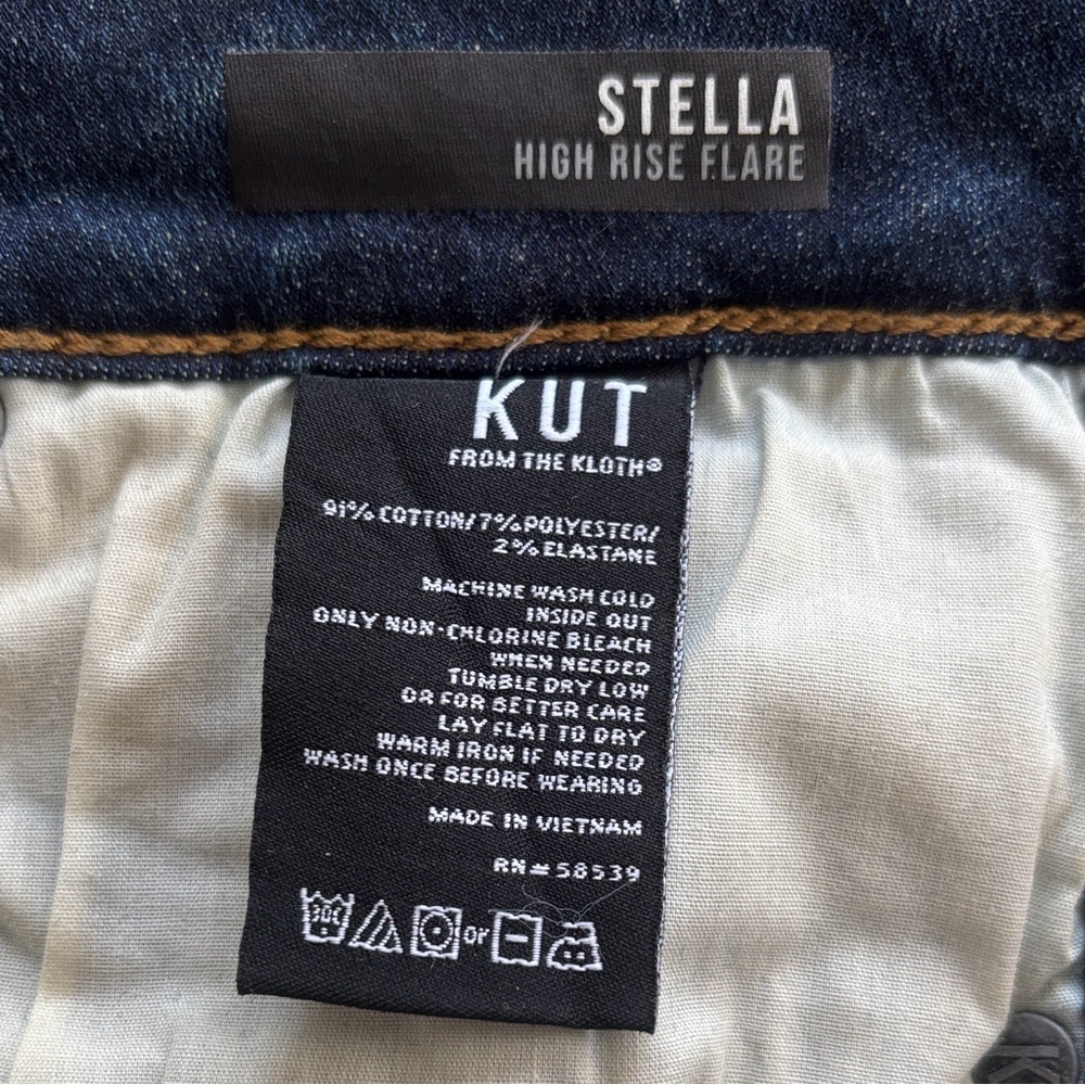 Kut from the Kloth Stella High Rise Flare Jean Pant 4 Dark Base Wash - Picture 11 of 16
